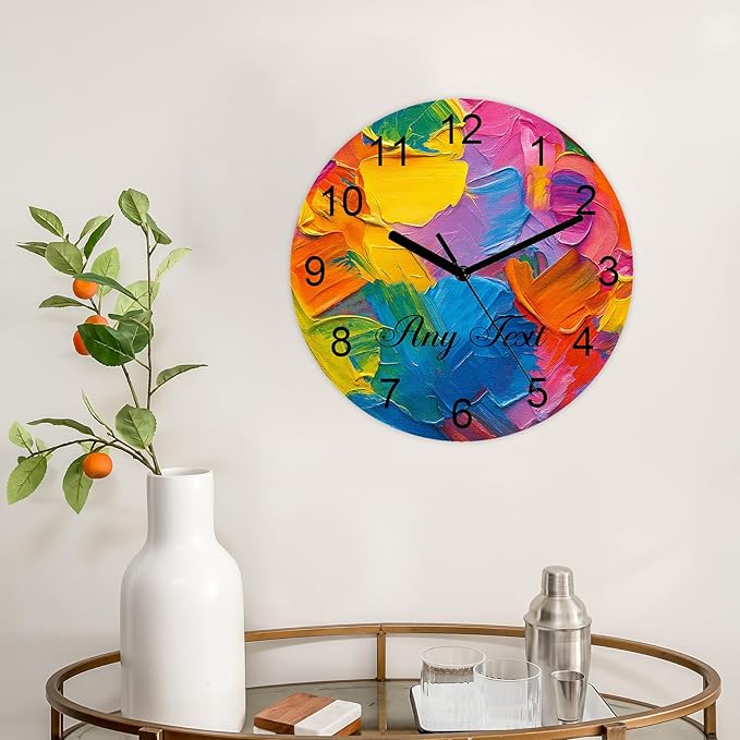 Rainbow Custom Wall Clock, 11.6 Inch Silent Non Ticking Battery Operated Clocks, Decorative for Living Room, Bedrooms, Bathroom, Kitchen Office, Housewarming