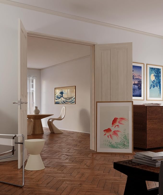 HAUS AND HUES Beige Oak Wood 24x36 Picture Frames - Modern Wood Wall Art Display - Lightweight 24x36 Frames for Art Prints, Photos, Posters - Ready-to-Hang Vertically & Horizontally (Set of 9)