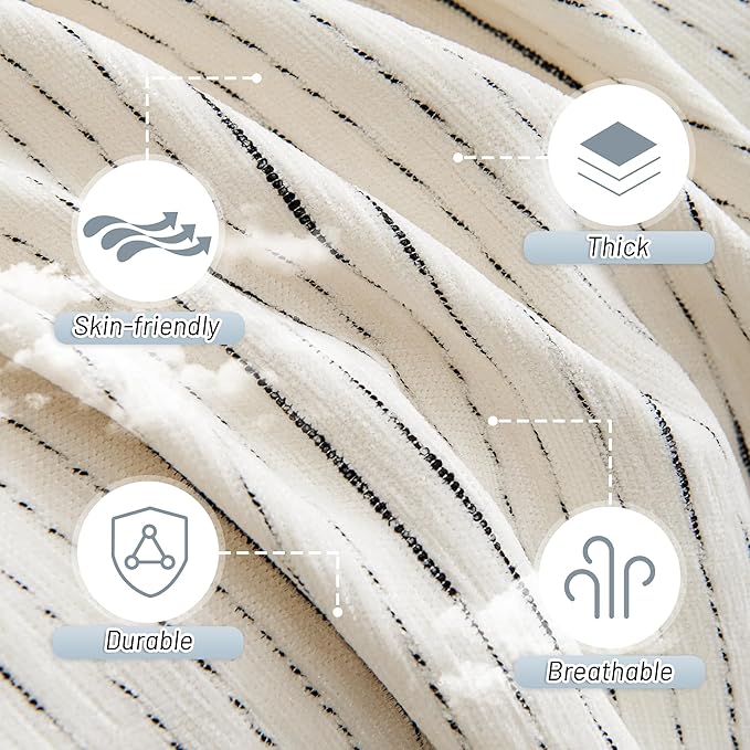 MYSKY HOME Couch Cover for Dogs, Sectional Couch Cover, Beige Lines Sofa Covers for Sectional Sofa L Shape Chenille Couch Protector for Dogs Pets Couch Covers Washable Soft Throw, 71" X118"