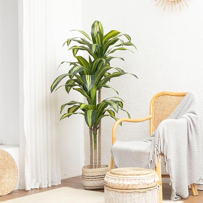 OAKRED Artificial Dracaena Tree 5FT Tall Fake Tree - Faux Indoor Plant with UV Resistant Potted Design - Realistic Large Artificial Plants for Home Living Room Office Decor Indoor