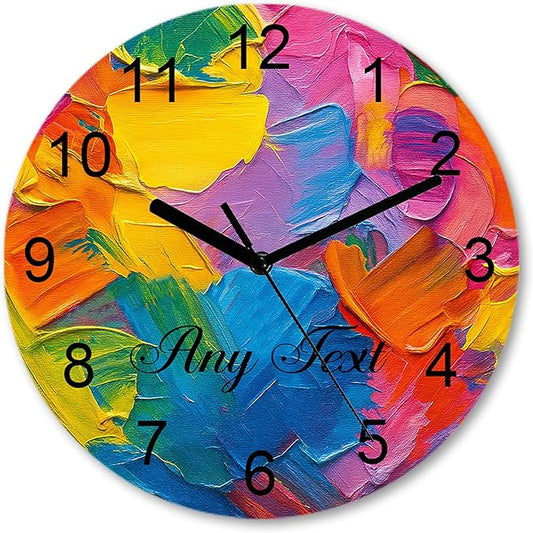 Rainbow Custom Wall Clock, 11.6 Inch Silent Non Ticking Battery Operated Clocks, Decorative for Living Room, Bedrooms, Bathroom, Kitchen Office, Housewarming