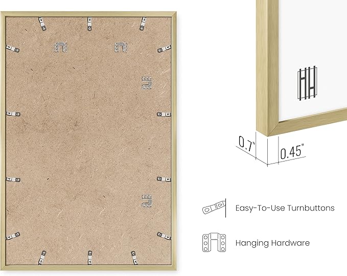 HAUS AND HUES 24x36 Gold Picture Frames - Modern Aluminum Wall Art Display - Lightweight 24x36 Frames for Posters, Prints, Photos - Ready-to-Hang Vertically & Horizontally (Set of 3)