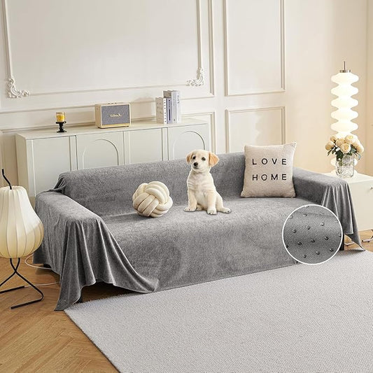 MYSKY HOME Couch Cover for Dogs Non-Slip Couch Cover for 2 Cushion Couch Sofa Cover Sofa Slipcovers for Dogs, Sofa Covers Washable Soft Thick Furniture Protector, 71" x 102", Grey