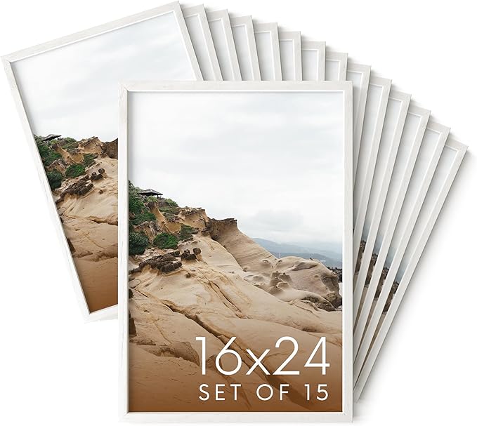 HAUS AND HUES White Oak Wood 16x24 Picture Frames - Bulk Set of 15, Natural Frames for Posters and Wall Art