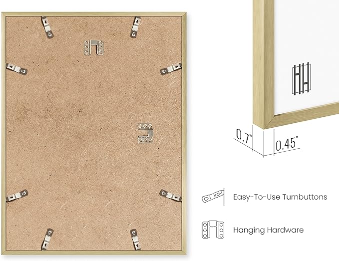 HAUS AND HUES 8x10 Gold Picture Frames - Modern Aluminum Wall Art Display - Lightweight 8x10 Frames for Photos, Prints, Posters - Ready-to-Hang Vertically & Horizontally (Set of 3)