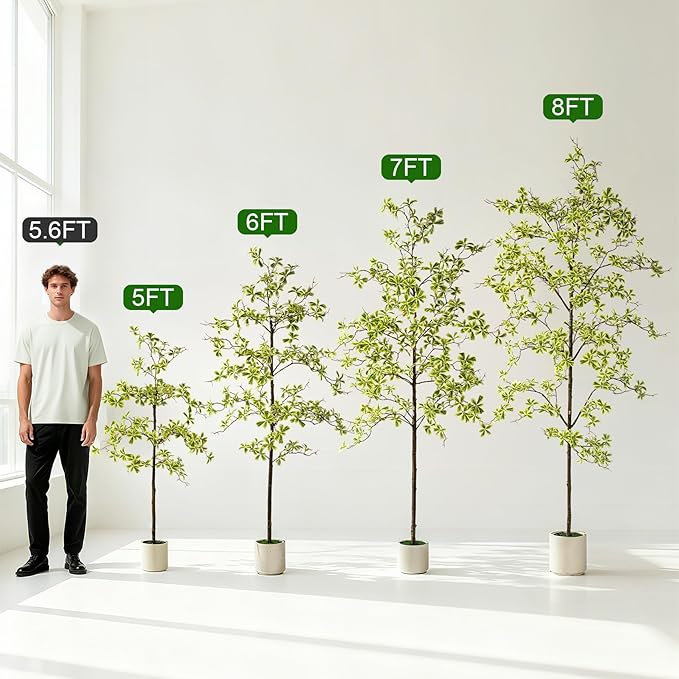 Bailikang 7FT Artificial Black Olive Tree Artificial Olive Plants, Tall Faux Olive Tree Faux Silk Plant Fake Plant Ultra-Realistic Silk Leaves & Natural Trunk Indoor Outdoor Use