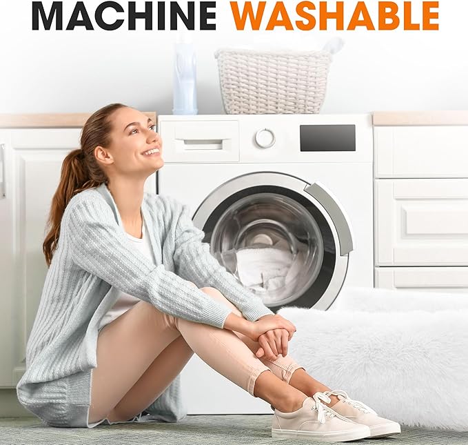 Cheer Collection Throw Pillows for Couch and Bed, Soft Shaggy Throw Pillows with Inserts Included, Cozy Long Hair Faux Fur Pillows - Set of 2-12" x 20" - White