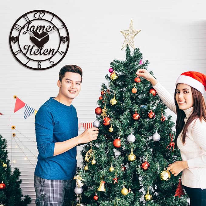 HZYCYYFC Personalized Metal Clock Sign, Custom Metal Clock,Personalized Gift, Black Gold and Silver Color Options, Housewarming Gift, Living Room Decor