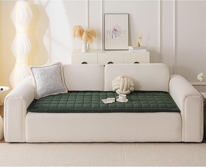 MYSKY HOME Couch Cover for Dogs Washable, Dog Sofa Couch Covers,Washable Non-Slip Couch Sofa Cover Protector Dog Mat for 2 Cushions and Sofas(Moss Green,27.6" x 70.9")