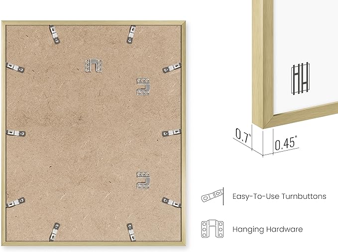 HAUS AND HUES 16x20 Gold Picture Frames - Modern Aluminum Wall Art Display - Lightweight 16x20 Frames for Posters, Prints, Photos - Ready-to-Hang Vertically & Horizontally (Set of 3)