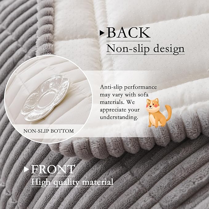 MYSKY HOME Couch Cover for Dogs Washable, Dog Sofa Couch Covers,Washable Non-Slip Couch Sofa Cover Protector Dog Mat for 3 Cushions and Sofas(Light Grey,27.6" x 82.7")