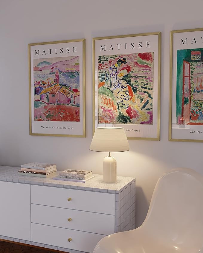 HAUS AND HUES 24x36 Gold Picture Frames - Modern Aluminum Wall Art Display - Lightweight 24x36 Frames for Posters, Prints, Photos - Ready-to-Hang Vertically & Horizontally (Set of 3)