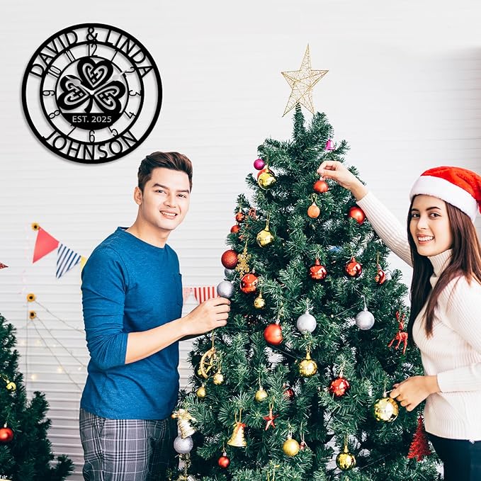 HZYCYYFC Personalized Metal Clock Sign, Custom Metal Clock,Personalized Gift, Black Gold and Silver Color Options, Housewarming Gift, Living Room Decor