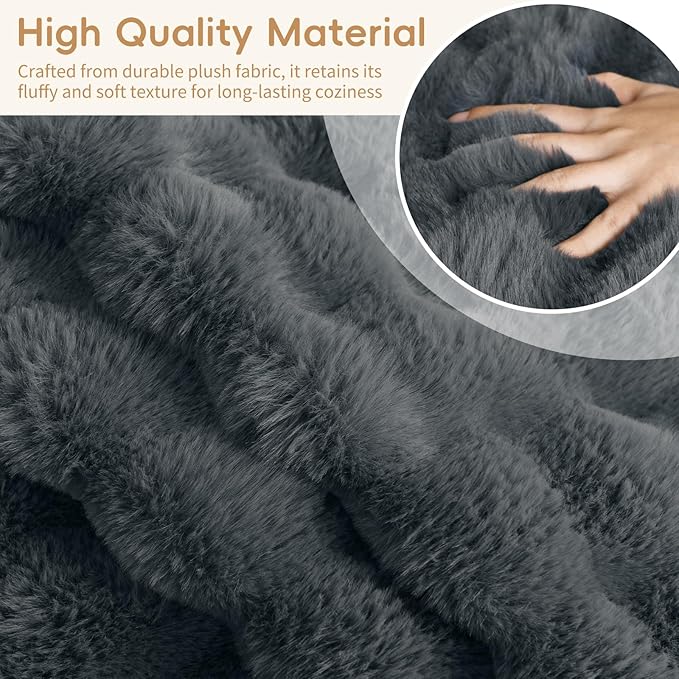 Arfntevss Couch Cover for Dogs Plush Washable Sofa Covers for 3 Cushion Couch Pet Friendly Fuzzy Faux Fur Sofa Slipcovers 3 Seat Anti-Slip Sectional Furniture Protector (Velvety Gray, 35.5" x 83")