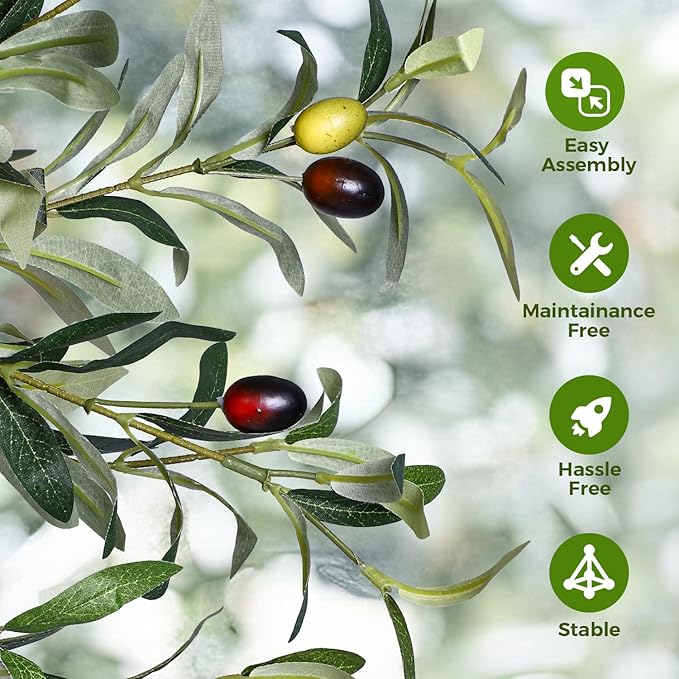 Jocoevol Artificial Olive Tree 10FT, Indoor Fake Silk Plant with Realistic Trunk, Leaves, Fruits and White Planter, Faux Potted Tree for Home Decor and Housewarming Gift, 1 Pack