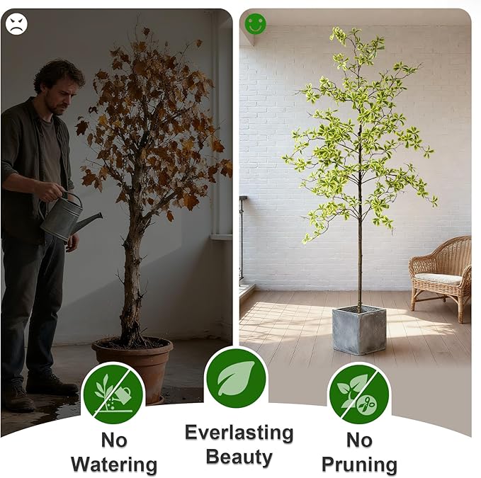 Bailikang 7FT Artificial Black Olive Tree Artificial Olive Plants, Tall Faux Olive Tree Faux Silk Plant Fake Plant Ultra-Realistic Silk Leaves & Natural Trunk Indoor Outdoor Use