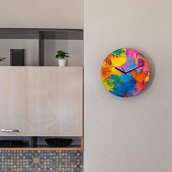 Rainbow Custom Wall Clock, 11.6 Inch Silent Non Ticking Battery Operated Clocks, Decorative for Living Room, Bedrooms, Bathroom, Kitchen Office, Housewarming