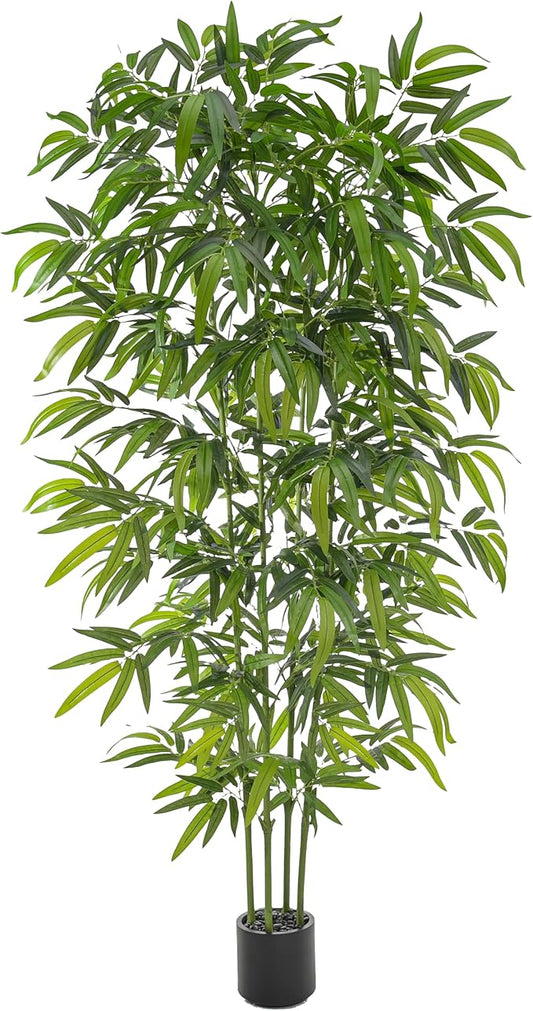 TXABL Artificial Tree Fake Plants, Artificial Bamboo Tree 6FT Tall in Black Potted, Artificial Tree Indoor Decor Bamboo Silk Tree with Natural Wood Trunk, for Home Office Living Room Modern