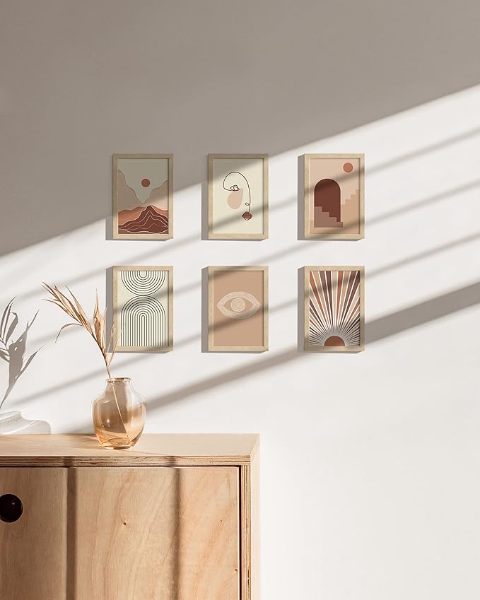 HAUS AND HUES Beige Oak Wood 4x6 Picture Frames - Modern Wood Wall Art Display - Lightweight 4x6 Frames for Art Prints, Photos, Posters - Ready-to-Hang Vertically & Horizontally (Set of 6)