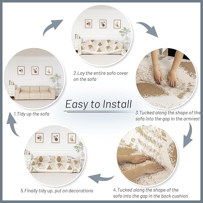 MYSKY HOME Couch Cover for Sectional Sofa Set,Boho Furniture Protector, Sofa Cover Washable for Pets, Couch Covers for 3 Seat Sofa, Chenille Multi-Use Throw Blanket, 71" X134"