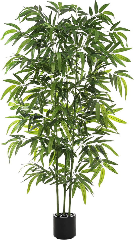 TXABL Artificial Tree Fake Plants, Artificial Bamboo Tree 5FT Tall in Black Potted, Artificial Tree Indoor Decor Bamboo Silk Tree with Natural Wood Trunk, for Home Office Living Room Modern