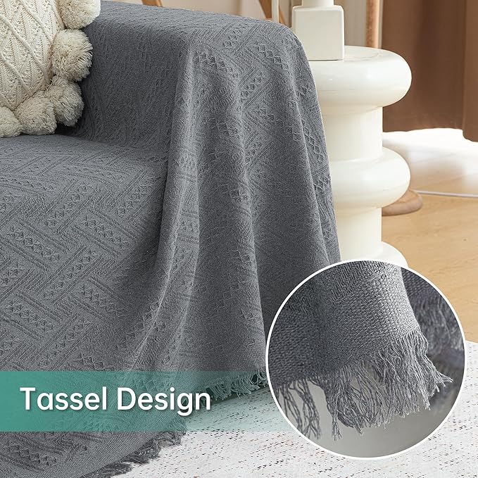 MYSKY HOME Couch Cover for Sectional Sofa, 2 Pieces Couch Covers for L Shape Sofa Geometrical Sofa Slipcovers for 2-3 Cushion Washable Throws for Pets, Kids (71"x102"+71"x118", Frost Grey)