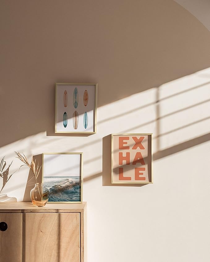 HAUS AND HUES 8x10 Gold Picture Frames - Modern Aluminum Wall Art Display - Lightweight 8x10 Frames for Photos, Prints, Posters - Ready-to-Hang Vertically & Horizontally (Set of 3)