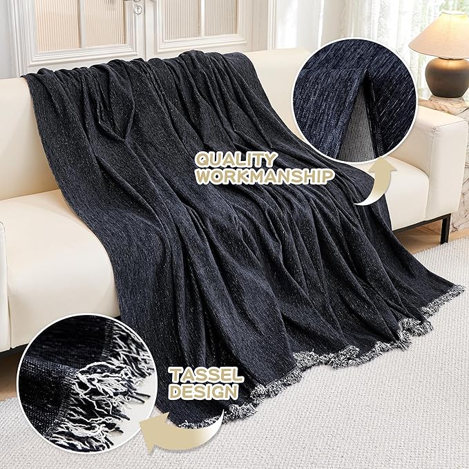 MYSKY HOME Couch Cover for Dogs, Washable Couch Covers for 3 Cushion Couch Sofa, Super Soft Chenille Sofa Slipcover, Non Slip, Furniture Protector, 71"x150", Navy Blue