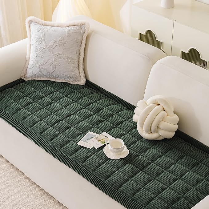 MYSKY HOME Couch Cover for Dogs Washable, Dog Sofa Couch Covers,Washable Non-Slip Couch Sofa Cover Protector Dog Mat for 2 Cushions and Sofas(Moss Green,27.6" x 70.9")