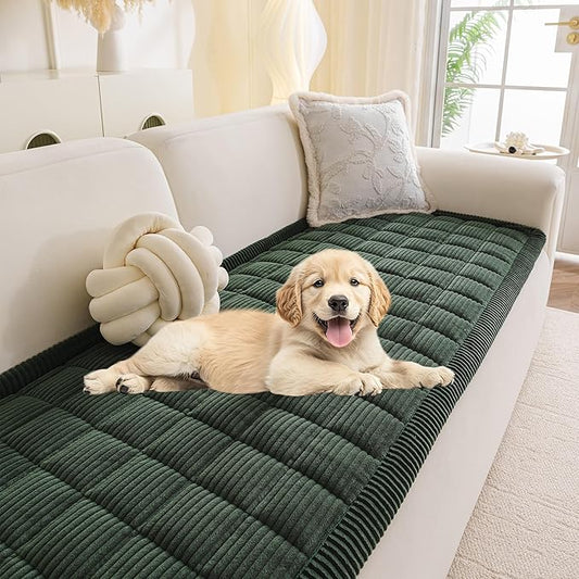 MYSKY HOME Couch Cover for Dogs Washable, Dog Sofa Couch Covers,Washable Non-Slip Couch Sofa Cover Protector Dog Mat for 2 Cushions and Sofas(Moss Green,27.6" x 59")