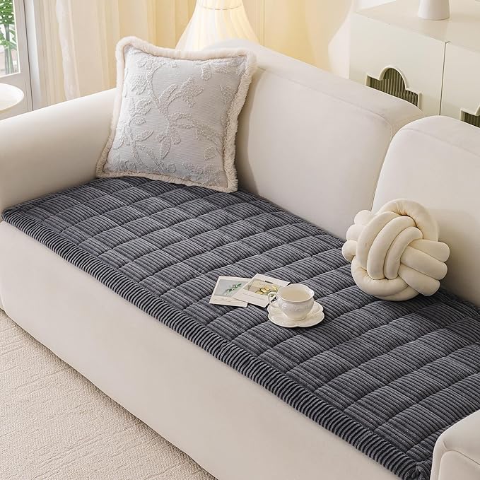 MYSKY HOME Couch Cover for Dogs Washable, Dog Sofa Couch Covers,Washable Non-Slip Couch Sofa Cover Protector Dog Mat for 3 Cushions and Sofas(Dark Grey,27.6" x 82.7")