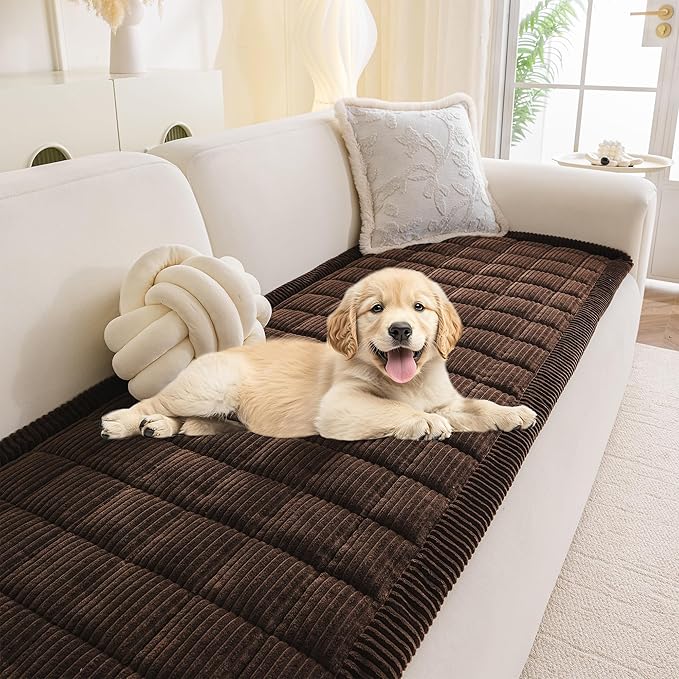 MYSKY HOME Couch Cover for Dogs Washable, Dog Sofa Couch Covers,Washable Non-Slip Couch Sofa Cover Protector Dog Mat for 3 Cushions and Sofas(Chocolate,27.6" x 82.7")