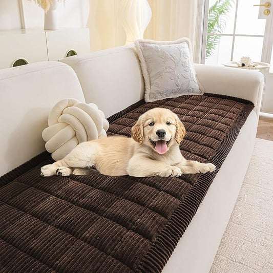 MYSKY HOME Couch Cover for Dogs Washable, Dog Sofa Couch Covers,Washable Non-Slip Couch Sofa Cover Protector Dog Mat for 3 Cushions and Sofas(Chocolate,27.6" x 82.7")