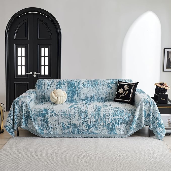 MYSKY HOME Couch Cover for Sectional Sofa Set Sage Geometric Furniture Protector, Washable for Dog Cat Pets, 3 Seat, 91" X150"