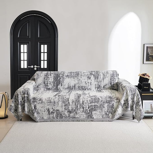 MYSKY HOME Couch Cover for Sectional Sofa Set Abstract Geometric Furniture Sofa Cover Washable for Dog Cat Pet Couch Cover 3 Seat Sofa Chenille Couch Protector Multi-Use Couch Cover Blanket, 71" X134"