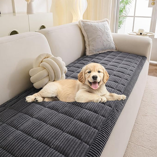 MYSKY HOME Couch Cover for Dogs Washable, Dog Sofa Couch Covers,Washable Non-Slip Couch Sofa Cover Protector Dog Mat for 2 Cushions and Sofas(Dark Grey,27.6" x 70.9")