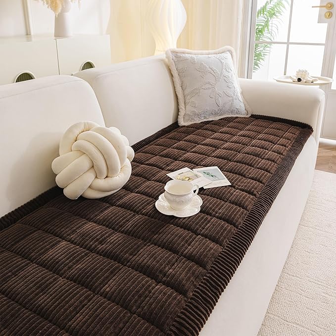 MYSKY HOME Couch Cover for Dogs Washable, Dog Sofa Couch Covers,Washable Non-Slip Couch Sofa Cover Protector Dog Mat for 3 Cushions and Sofas(Chocolate,27.6" x 82.7")