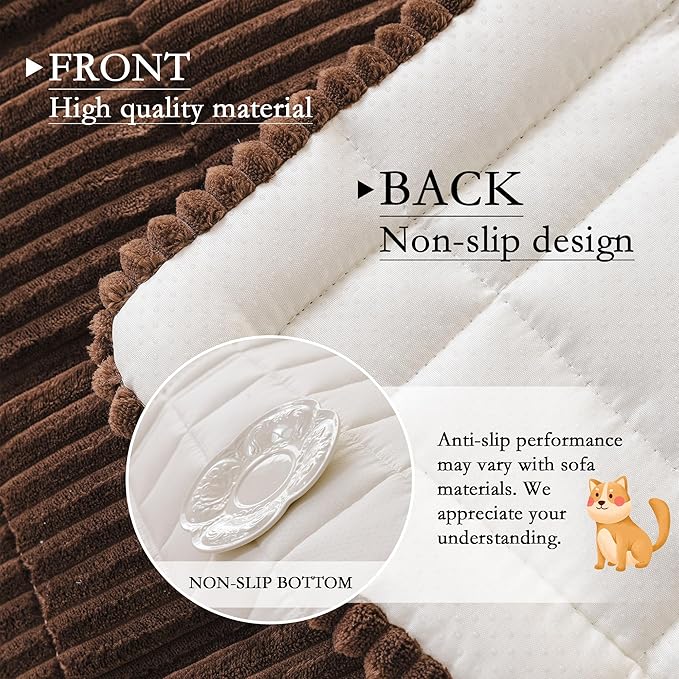MYSKY HOME Couch Cover for Dogs Washable, Dog Sofa Couch Covers,Washable Non-Slip Couch Sofa Cover Protector Dog Mat for 3 Cushions and Sofas(Chocolate,27.6" x 82.7")