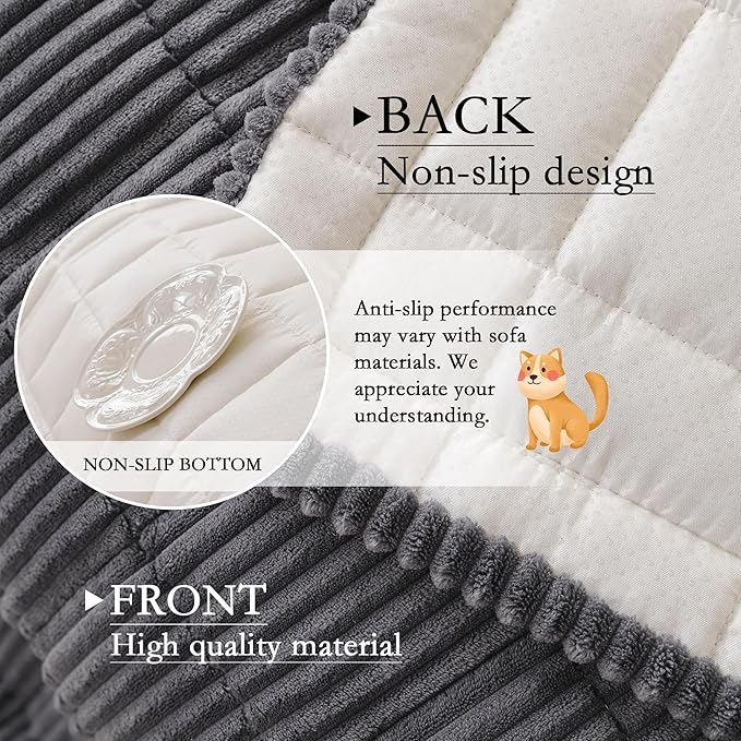 MYSKY HOME Couch Cover for Dogs Washable, Dog Sofa Couch Covers,Washable Non-Slip Couch Sofa Cover Protector Dog Mat for 3 Cushions and Sofas(Dark Grey,27.6" x 82.7")